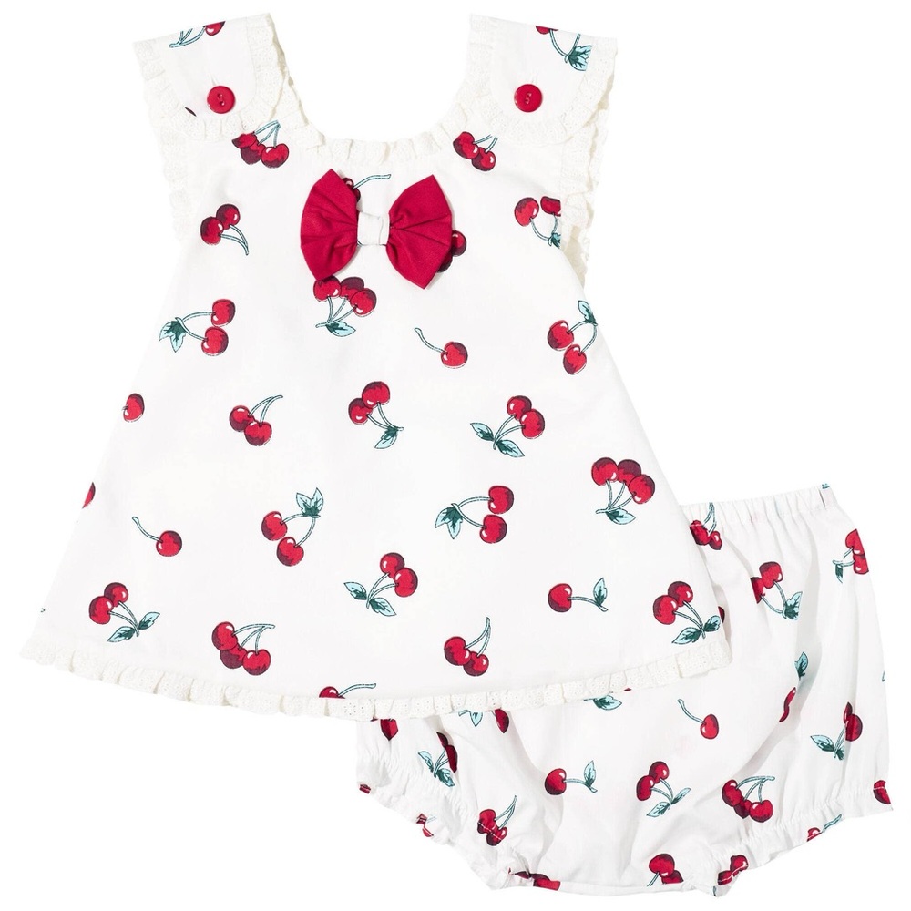 Cherry Print Baby Dress with Bloomers